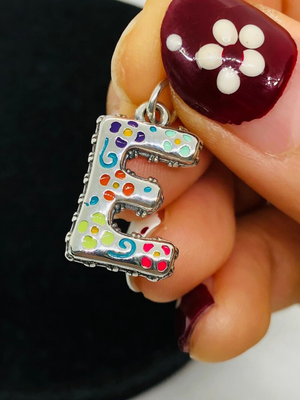 James Avery Enamel Consuela Floral Initial Charm Letter E Dangle Charm